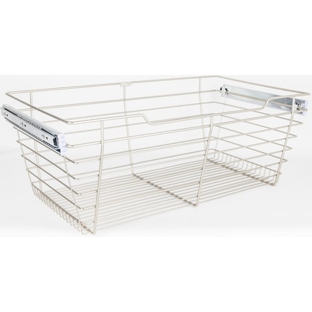 Hardware Resources Satin Nickel Closet Pullout Basket with Slides 16"Dx29"Wx11"H POB1-162911SN